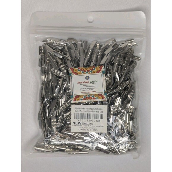 Mandala Crafts 0.9 Inch Silver Barbed Cord Ends - Picture 1 of 3